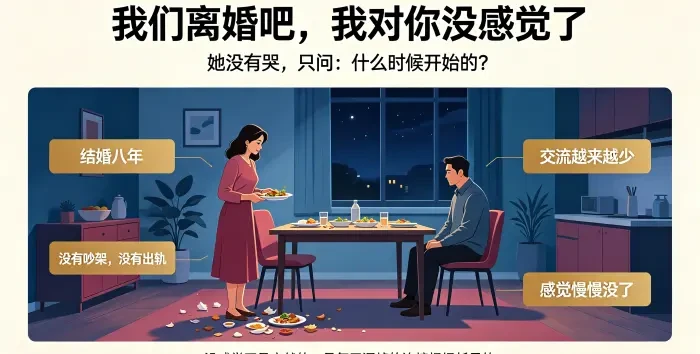 丈夫在餐桌上提出离婚场景图