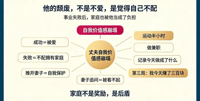 丈夫自我价值感崩塌关系信息图