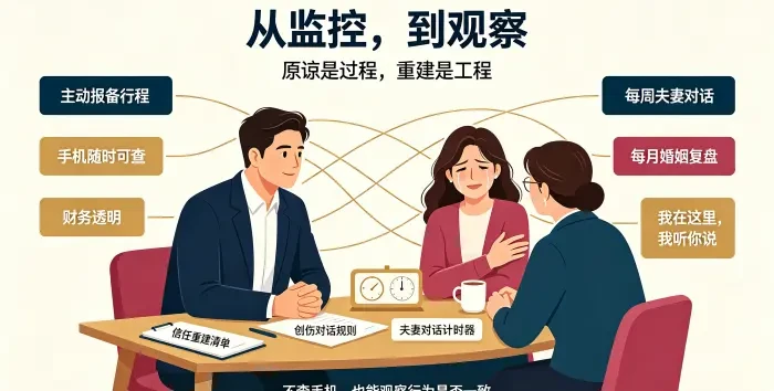 出轨后信任重建与创伤对话咨询场景图