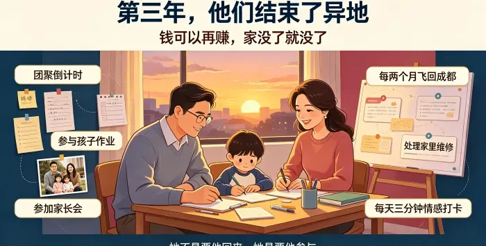 丈夫结束异地参与家庭场景图