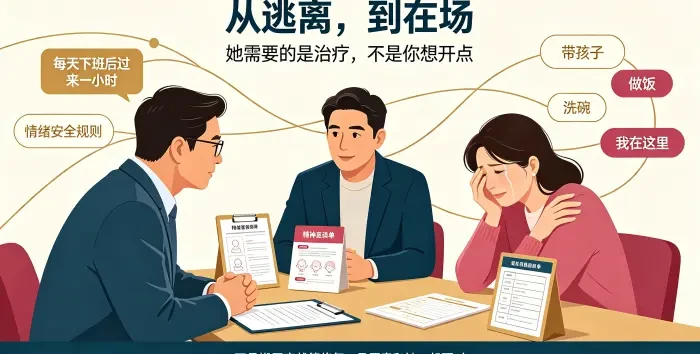 产后抑郁干预与丈夫在场咨询场景图