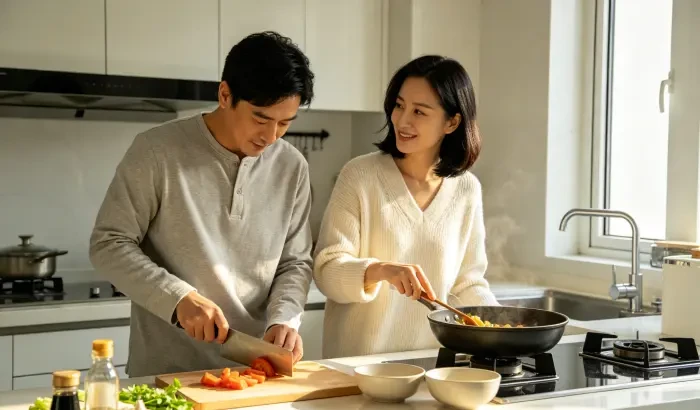 配图3：夫妻重新一起做饭的日常