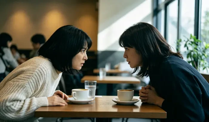 配图1：两个女人在咖啡店里对峙