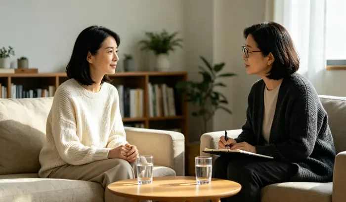配图3：咨询师与委托人平静交谈