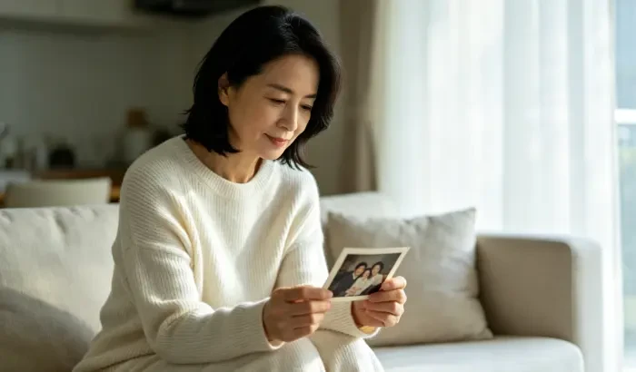 配图2:一个人平静地翻看旧照片