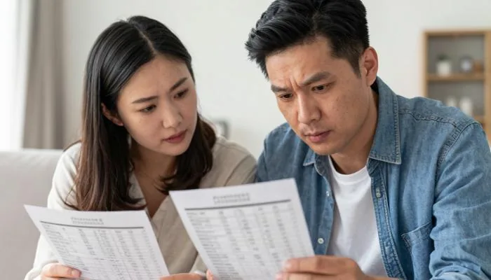 配图1:夫妻对着账单,脸色都不太好看