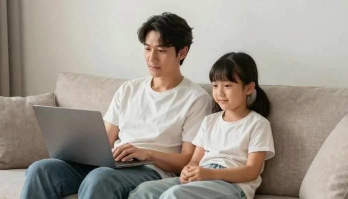 配图3:小两口在自己家里,舒舒服服地窝在沙发上看剧