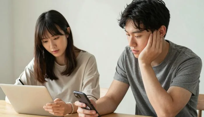 配图2:两个人各自做喜欢的事,互不打扰