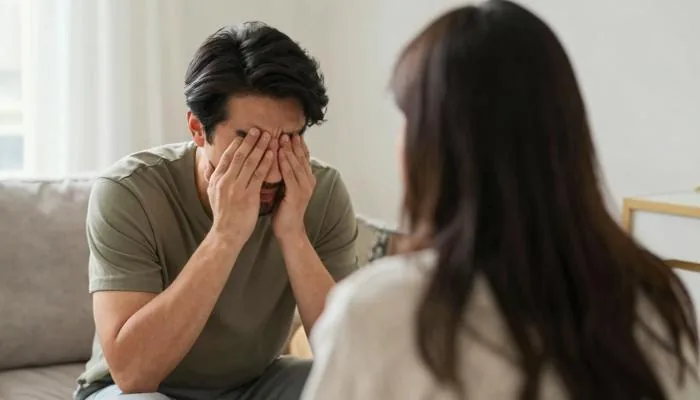 配图1:男人说对不起,女人背过身去