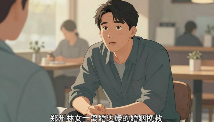 婚外关系一位华裔男性坐在咖啡馆,身体前倾双肘撑膝,抬头望向画面外,神情恳切