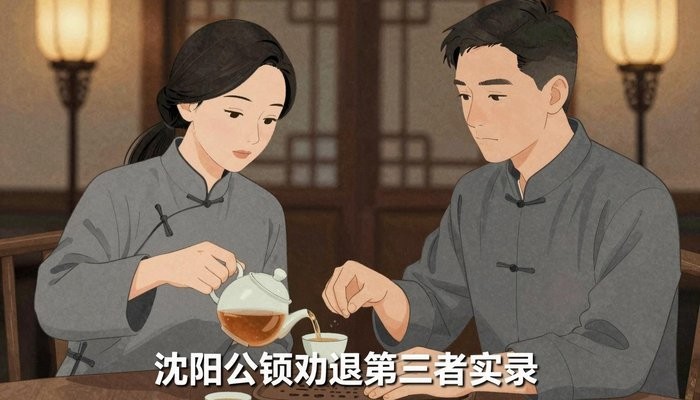 劝退小三一男一女两位华裔隔着传统茶桌对坐,女方为男方杯中倒茶,神情温和而认真