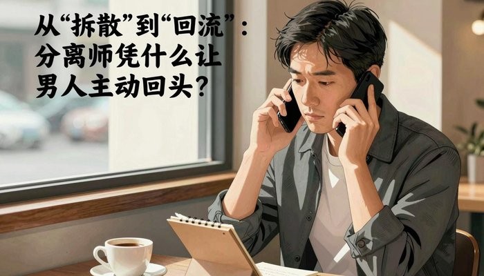 亲子关系一位华裔男性坐在咖啡馆角落，手机贴耳，在小本子上记录