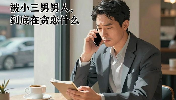 亲密关系一位华裔男性坐在咖啡馆角落，手机贴耳，在小本子上记录