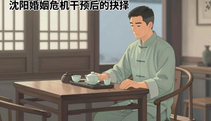 法律边界一位华裔男性坐在茶馆，双手放在桌上，面前茶具，对面是空座静静等待