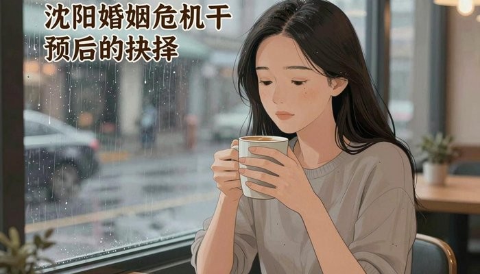 婚姻保卫一位华裔女性坐在咖啡馆窗边，双手捧着温热马克杯，雨珠划过窗玻璃