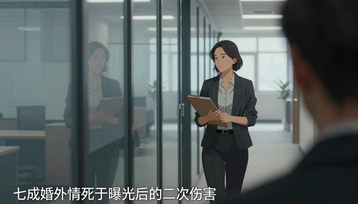 关系修复一位华裔女性沿玻璃幕墙办公走廊缓步行走,手拿文件夹,侧面视角