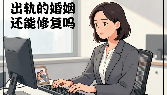 情感挽回一位华裔女性坐在办公桌前,看着键盘旁的全家福相框露出淡淡微笑