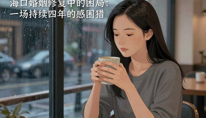 劝退小三一位华裔女性坐在咖啡馆窗边,双手捧着温热马克杯,雨珠划过窗玻璃