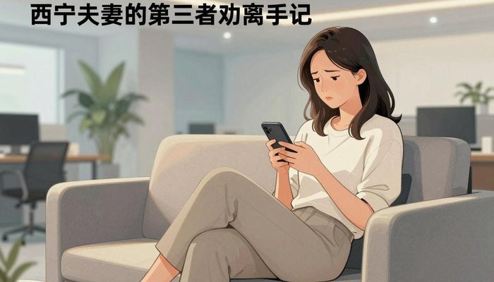 法律边界一位华裔女性坐在办公休息区沙发上,低头看手机,眉头微皱