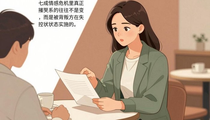 婚姻挽回一位华裔女性站在咖啡桌旁就坐的客户身侧,俯身指着摊开的文件讲解