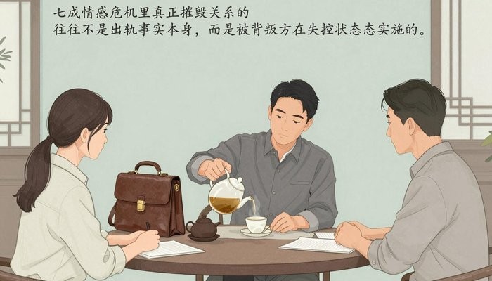 拉萨一位华裔男性在茶馆包间为桌对面的客户倒茶,身旁放着公文包和文件