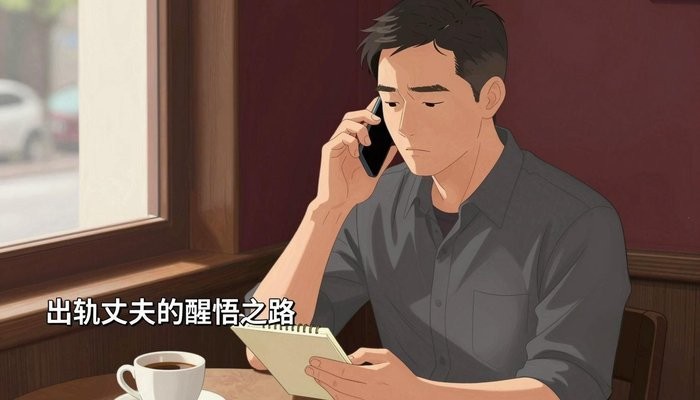 西宁一位华裔男性坐在咖啡馆角落,手机贴耳,在小本子上记录