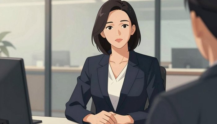 天津一位华裔女性端坐在办公桌后,双手交叠放在摊开的卷宗上,神情平静自信