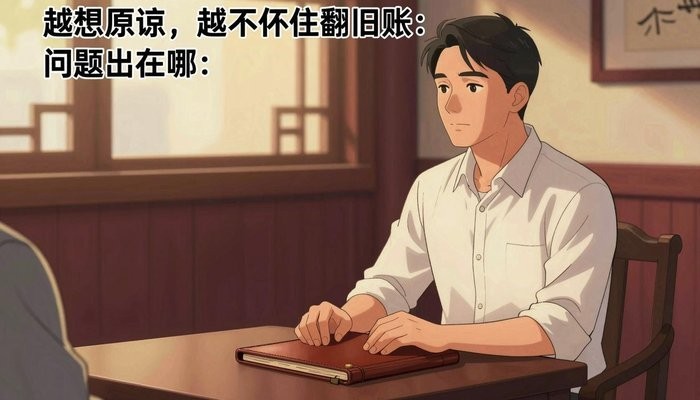 亲子关系一位华裔男性坐在茶馆包间,双手放在合起的皮质卷宗上,面对未出镜的同伴
