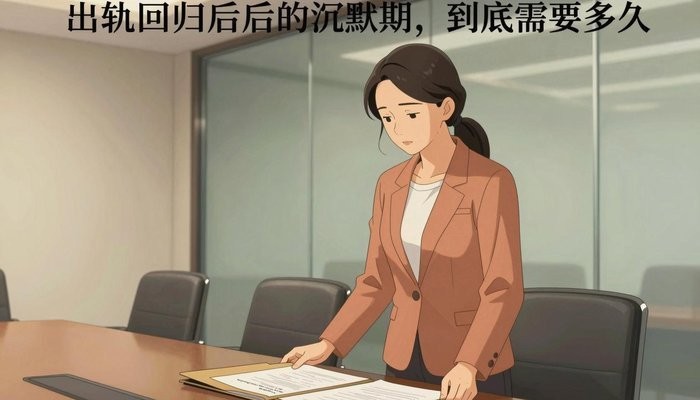 情绪表达一位华裔女性站在玻璃幕墙会议室桌首,双手按在一叠文件夹上低头看文件