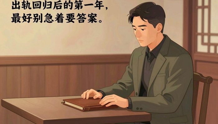 情绪表达一位华裔男性坐在茶馆包间,双手放在合起的皮质卷宗上,面对未出镜的同伴
