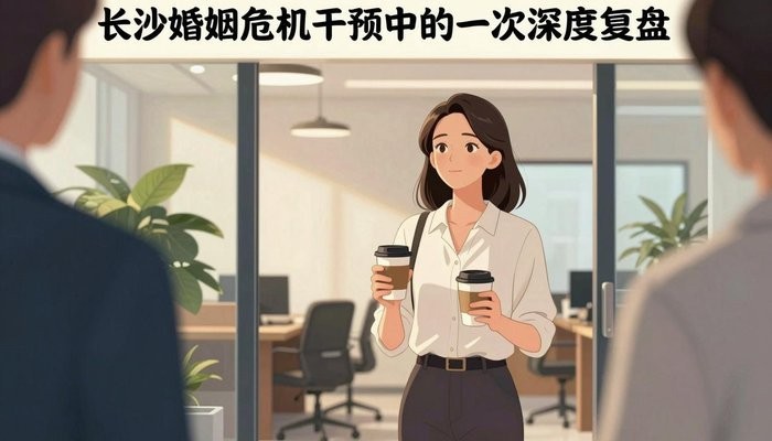 长沙一位华裔女性站在办公休息区门口,手拿两杯咖啡,望向画面外