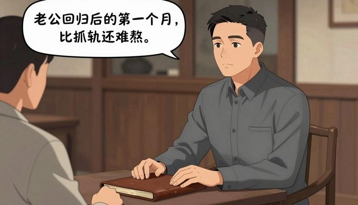 情感技巧一位华裔男性坐在茶馆包间，双手放在合起的皮质卷宗上，面对未出镜的同伴