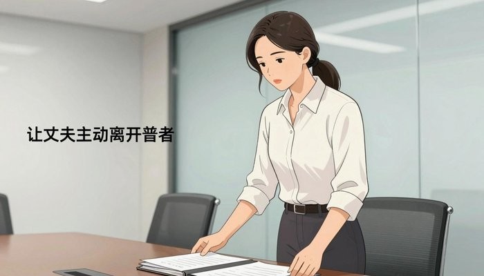 婚姻重建一位华裔女性站在玻璃幕墙会议室桌首，双手按在一叠文件夹上低头看文件