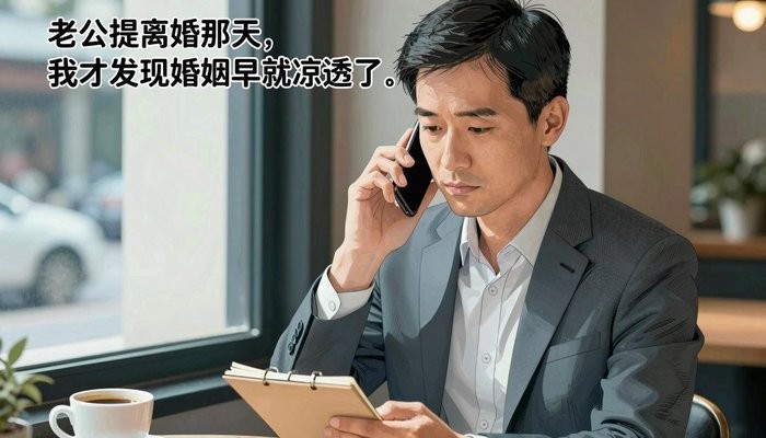 两性差异一位华裔男性坐在咖啡馆角落，手机贴耳，在小本子上记录