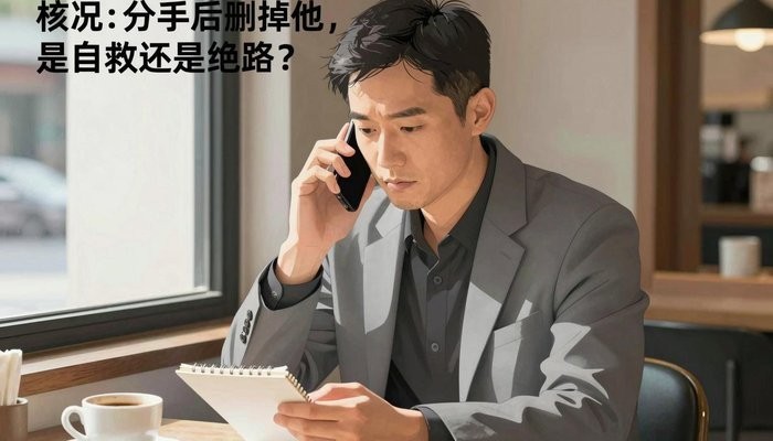 婚姻保鲜一位华裔男性坐在咖啡馆角落，手机贴耳，在小本子上记录