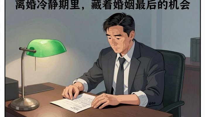 婚姻咨询一位四十多岁的华裔男性坐在私人办公室，身体前倾双手按在堆满文件的桌上