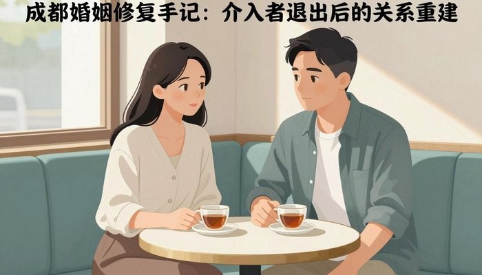 成都一对三十多岁的华裔夫妻并肩坐在暖色咖啡馆沙发上,女方的手靠近男方放在桌上的手