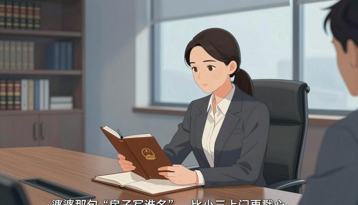 婚姻经营一位华裔女性身着职业装坐在宽大会议桌旁,面前摊开皮质法律文件夹,手持钢笔