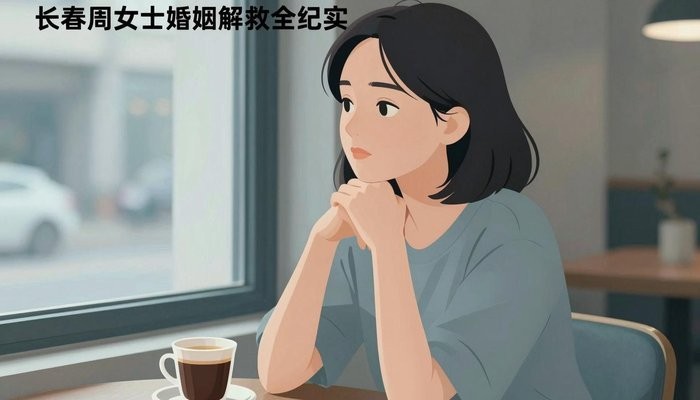 长春一位华裔女性坐在咖啡馆安静角落,双肘撑桌十指交握,凝视前方