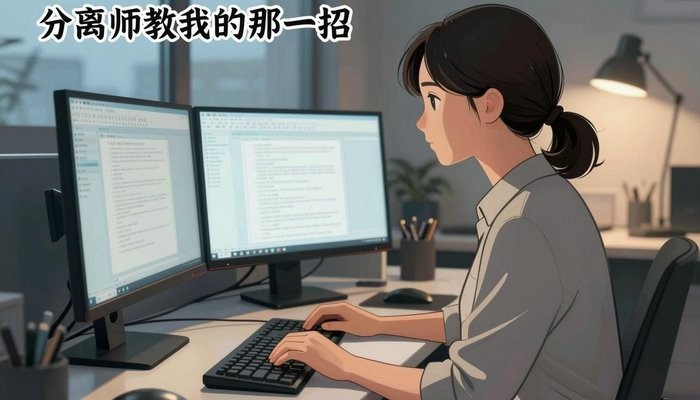 婚姻保鲜一位华裔女性在简洁现代办公工位,双屏发光,敲击键盘神情专注